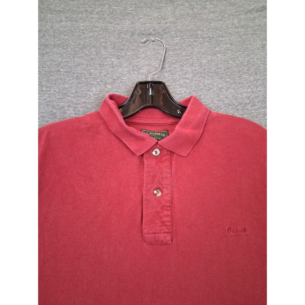 Filson Mens Shirt Medium Red Polo Cotton VTG 90s Preppy Casual Heritage Utility